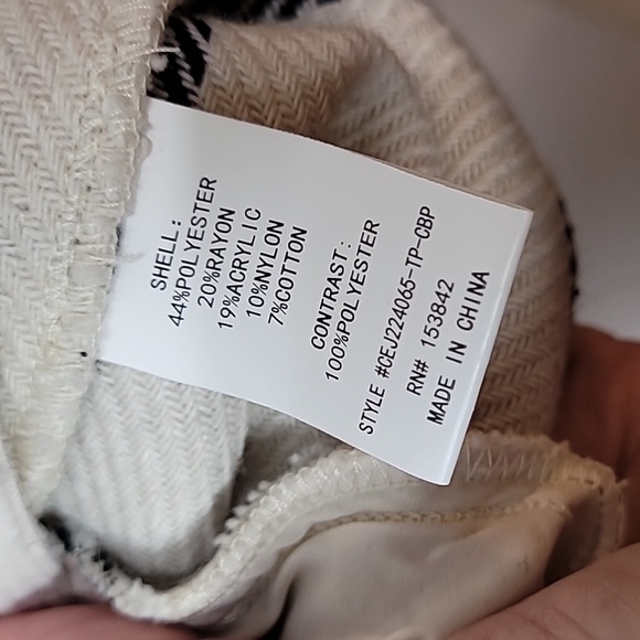 Nordstrom Melloday Ivory & Black Grid like patternJacket with Side Seam Pockets - Picture 13 of 16